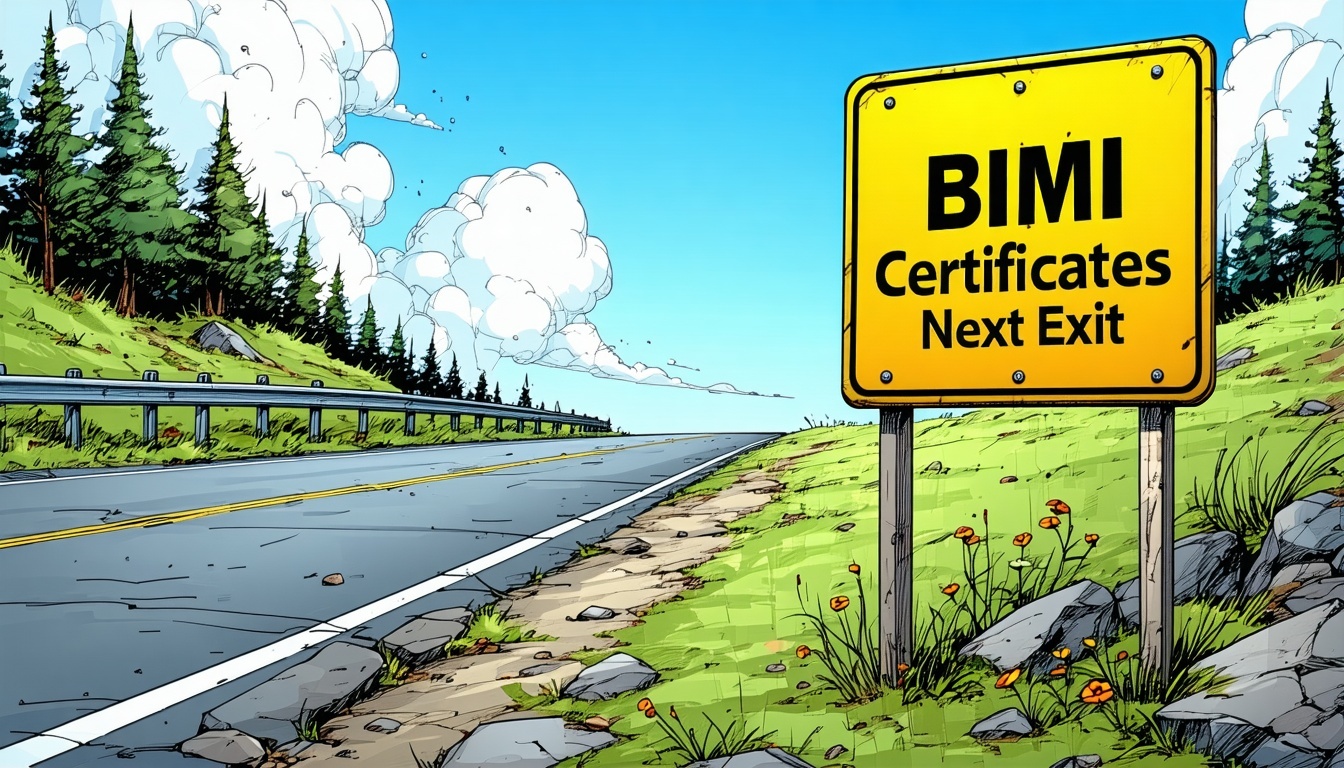 Marcos na estrada e placa BIMI Certificates Next Exit-1